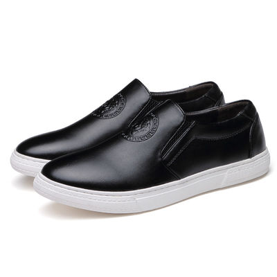 OEM ODM Đàn ông Slip On Da Giày thể thao Đen / nâu với trắng ra ngoài