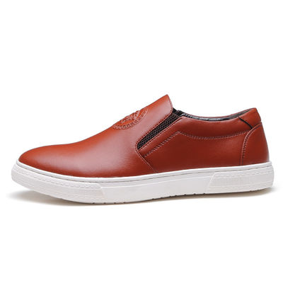 OEM ODM Đàn ông Slip On Da Giày thể thao Đen / nâu với trắng ra ngoài