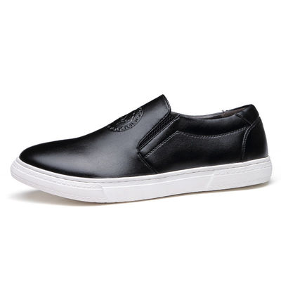 OEM ODM Đàn ông Slip On Da Giày thể thao Đen / nâu với trắng ra ngoài