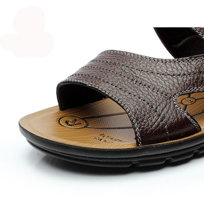 2 trong 1 Đàn ông làm bằng tay Gỗ Sandals Chocolate Brown Sandals cho mùa hè