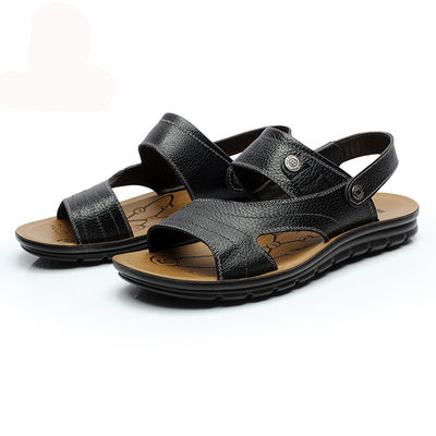 2 trong 1 Đàn ông làm bằng tay Gỗ Sandals Chocolate Brown Sandals cho mùa hè
