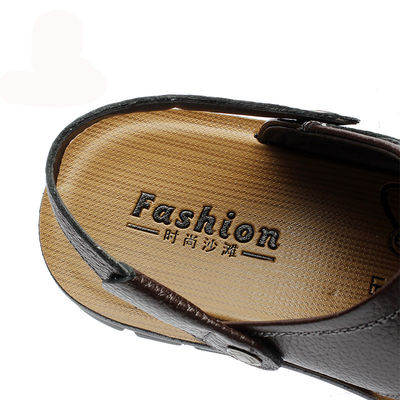 2 trong 1 Đàn ông làm bằng tay Gỗ Sandals Chocolate Brown Sandals cho mùa hè