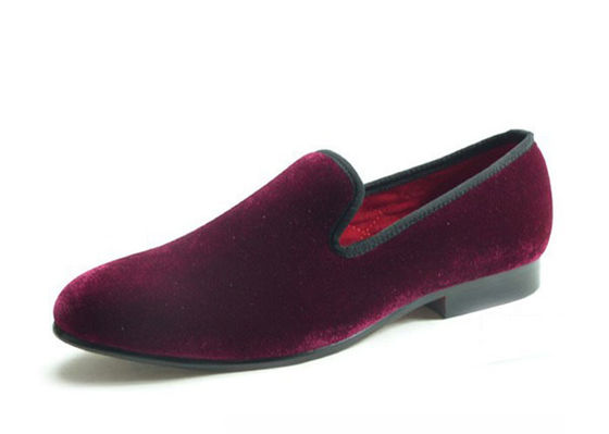 Thương mại Đàn ông Velvet Hút giày dép thêu Đàn ông Đỏ Suede Loafers