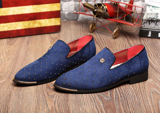 Slip On Men's Casual Shoes Màu xanh / Đen tùy chỉnh với nhang kim loại