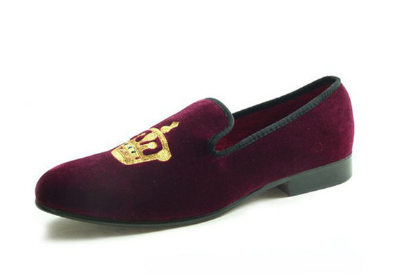 Motif Mens Summer Loafers, Slip On Crown Embroidery Mens Velvet Slippers (Mỹ)