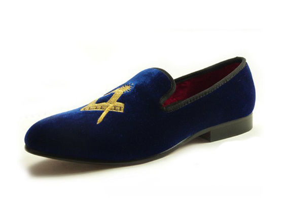 Giày Masonics Đàn ông Velvet Loafers Black Prince Parchment - Đồ mặc da Loafers bình thường