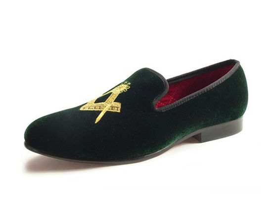 Giày Masonics Đàn ông Velvet Loafers Black Prince Parchment - Đồ mặc da Loafers bình thường