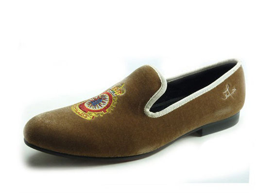 Màu vàng Hoàng gia Màu vàng của đàn ông Loafers da, Hoàng gia thêu đàn ông Loafers thông thường