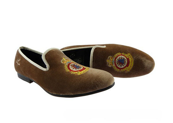Màu vàng Hoàng gia Màu vàng của đàn ông Loafers da, Hoàng gia thêu đàn ông Loafers thông thường