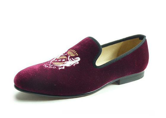 Slip On Phong thêu Velvet Loafers làm bằng tay Giày cao gót thấp