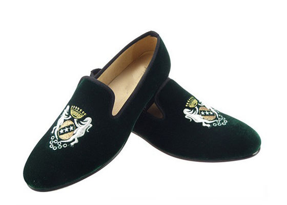 Slip On Phong thêu Velvet Loafers làm bằng tay Giày cao gót thấp