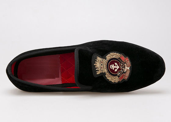 Logo thêu vải nhung Loafers phong cách hoàng gia cao cấp vải nhung dép cho nam giới