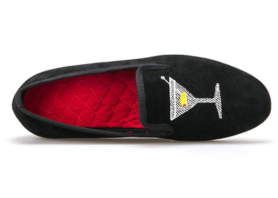 Phong thêu Đàn ông Velvet Loafers Đàn ông Đen hút thuốc Đàn ông với thiết kế thủy tinh rượu vang