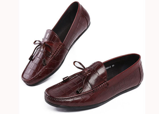 Casual Mens Loafers da chống trượt Moccasins Bow Tie Giày phẳng