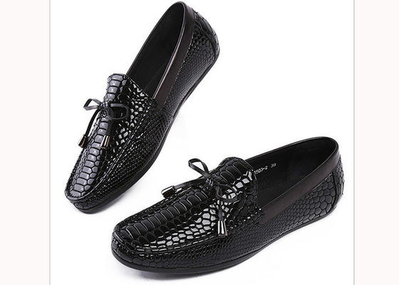 Casual Mens Loafers da chống trượt Moccasins Bow Tie Giày phẳng