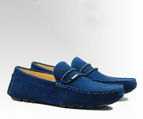 Thắt cà vạt đàn ông bình thường Blue Suede Loafers Da thật làm bằng tay giày suede