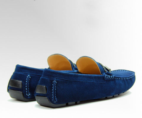 Thắt cà vạt đàn ông bình thường Blue Suede Loafers Da thật làm bằng tay giày suede