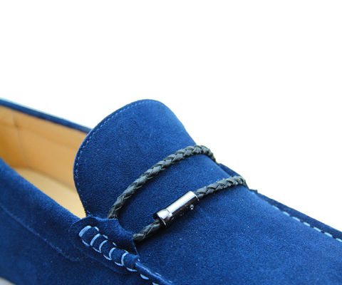 Thắt cà vạt đàn ông bình thường Blue Suede Loafers Da thật làm bằng tay giày suede