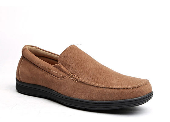Mùa hè Hít thở Mens Da Loafers nâu Round Toe Mens Suede Moccasins