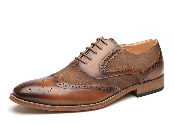 Đen / nâu Chân ngón chân nhọn nam Brogue Giày Oxford Dây lên giày cưới
