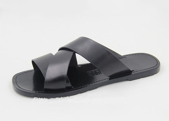 Phong cách Đàn ông dép da Flip Flops Đen Đàn ông dép da mùa hè