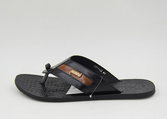 Giày dép da nam giới thở thoải mái Đen Flip Flop Giày dép cho nhà