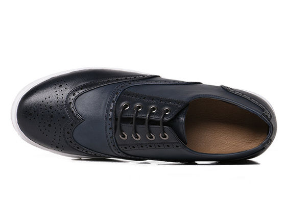 Chơi thoải mái Mens Lace Up Sneakers Đen PU Lacing Mens Giày da Brogue Sneakers