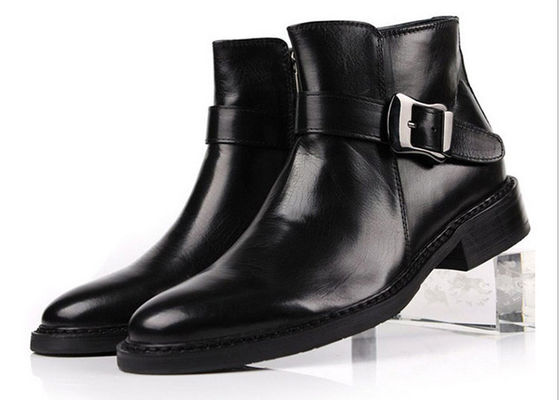 Phong cách Anh Đàn ông Đen Buckle Gối Giày cá nhân Đàn ông Zipper Giày