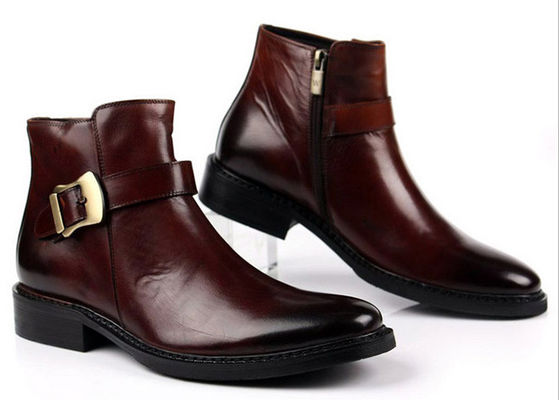 Phong cách Anh Đàn ông Đen Buckle Gối Giày cá nhân Đàn ông Zipper Giày