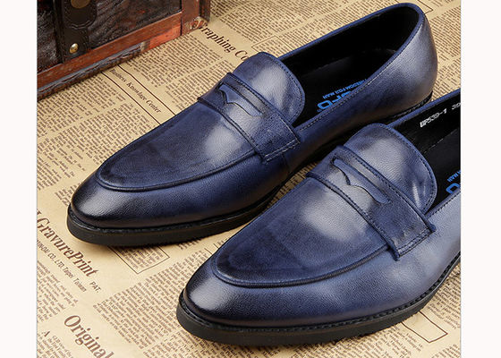 Giày cao cấp da nam giới Oxford Nam giới Blue Brogue Giày cho bữa tiệc / đám cưới