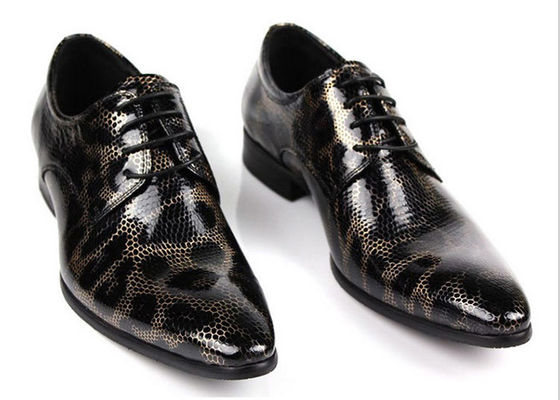Phù thủy tinh phong cách đàn ông Đen Brogue giày, thời trang câu lạc bộ đêm giày da rắn nguyên bản
