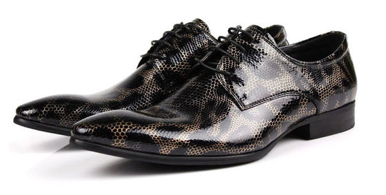Phù thủy tinh phong cách đàn ông Đen Brogue giày, thời trang câu lạc bộ đêm giày da rắn nguyên bản