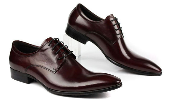 Oxford Style Mens Da giày giày giày giày màu đỏ / đen tối