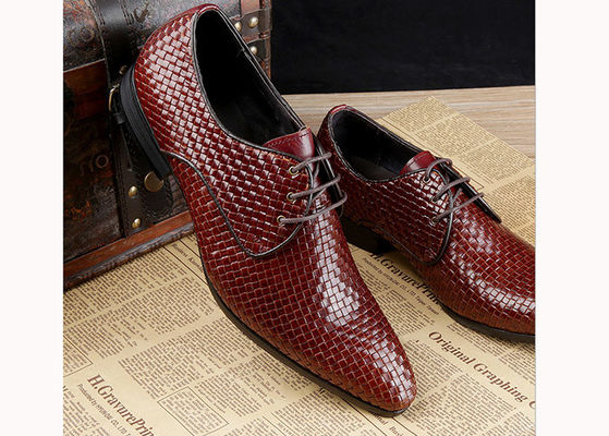 Đàn ông Burgundy giày quần áo vintage Ý Goodyear Welted giày da hạt đầy đủ