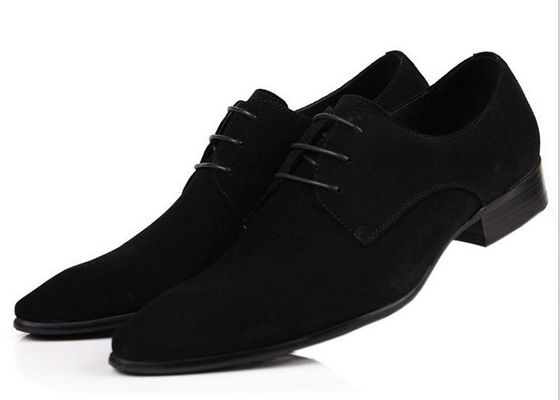 Classic PU Suede Upper Men Giày trang phục chính thức Oxford Style Mens Black Casual Shoes