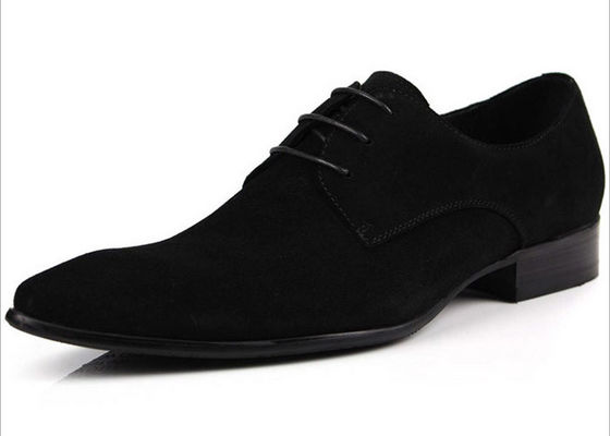 Classic PU Suede Upper Men Giày trang phục chính thức Oxford Style Mens Black Casual Shoes