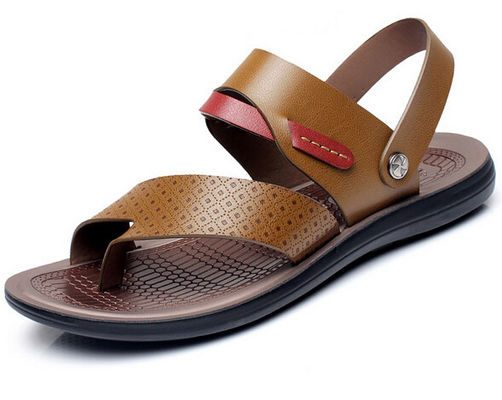 Giày sandal biển mềm làm bằng tay, áo giày nam màu nâu cho mùa hè