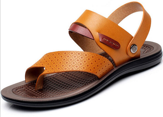 Giày sandal biển mềm làm bằng tay, áo giày nam màu nâu cho mùa hè