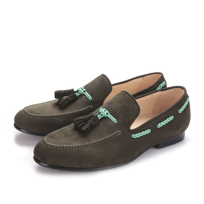 Xác tay Đàn ông Velvet Loafers Da thật Anh phong cách Đàn ông giày cưới