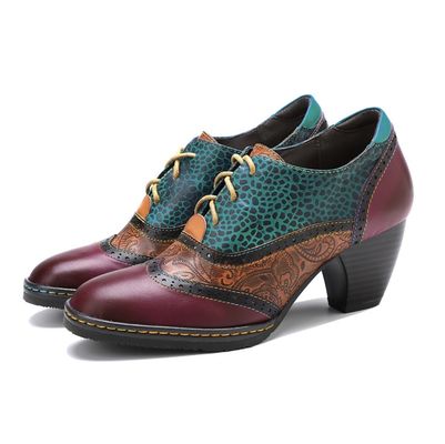 Casual phong cách Bohemian Giày cao gót dày giày nữ giày retro