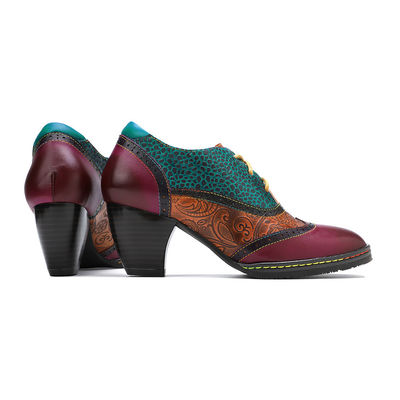 Casual phong cách Bohemian Giày cao gót dày giày nữ giày retro