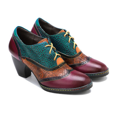 Casual phong cách Bohemian Giày cao gót dày giày nữ giày retro