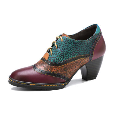 Casual phong cách Bohemian Giày cao gót dày giày nữ giày retro