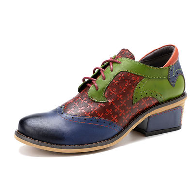 Bàn tay Brogue Oxford giày nữ dây chuyền lên giày váy 36-42 kích thước