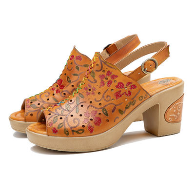 Phụ nữ thời trang Bohemian Sandals da cam Bảng giày cao gót