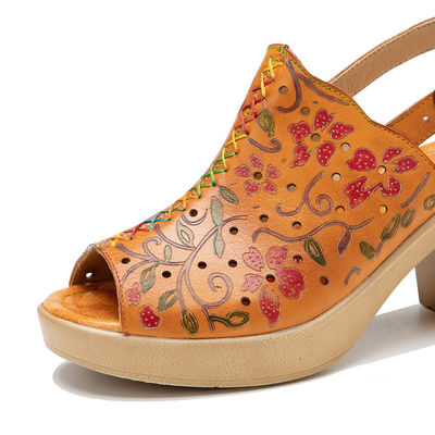 Phụ nữ thời trang Bohemian Sandals da cam Bảng giày cao gót