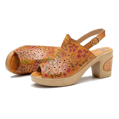 Phụ nữ thời trang Bohemian Sandals da cam Bảng giày cao gót