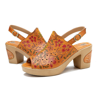 Phụ nữ thời trang Bohemian Sandals da cam Bảng giày cao gót
