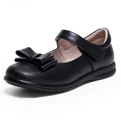Patent giày trường học da Unisex gót phẳng với dây đeo cao su