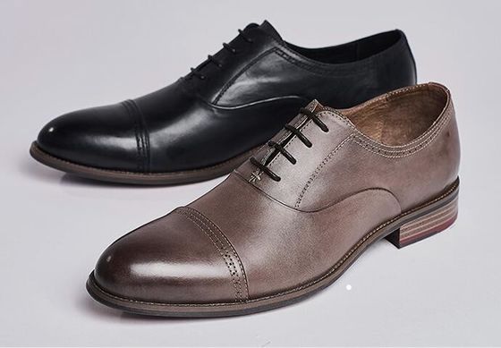Bàn chân tròn thời trang đàn ông giày, dây chuyền lên OEM màu nâu đậm Oxford giày